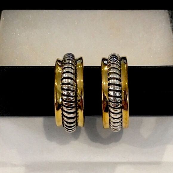 SILPADA Two Tone Hoop Earrings P0382 NWT - Picture 11 of 11